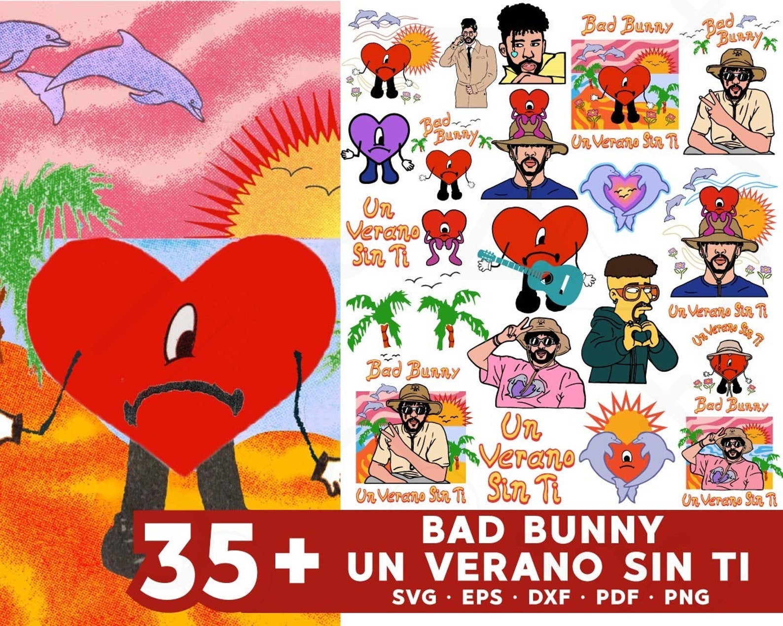 Bad Bunny Heart Svg, Bad Bunny Un Verano Sin Ti Svg