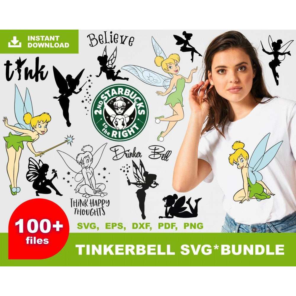 Think Happy Thoughts Svg, Peter Pan Svg, Tinkerbell Fairy