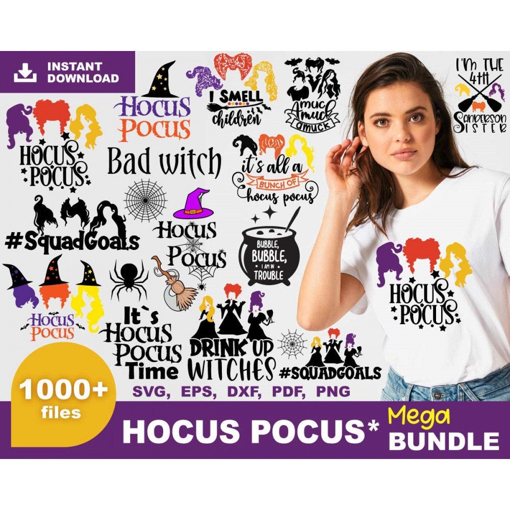 1000+ Hocus Pocus SVG, Bundle files SVG, EPs, PNg, DXf ,PDF