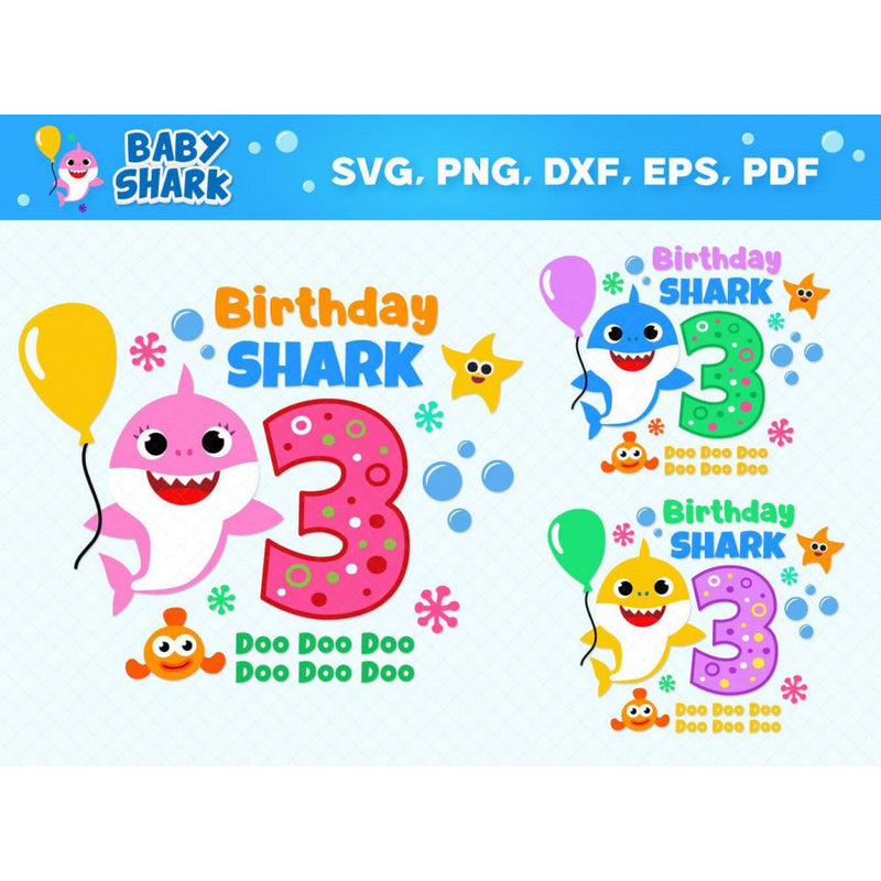 10+ Birthday shark svg bundle