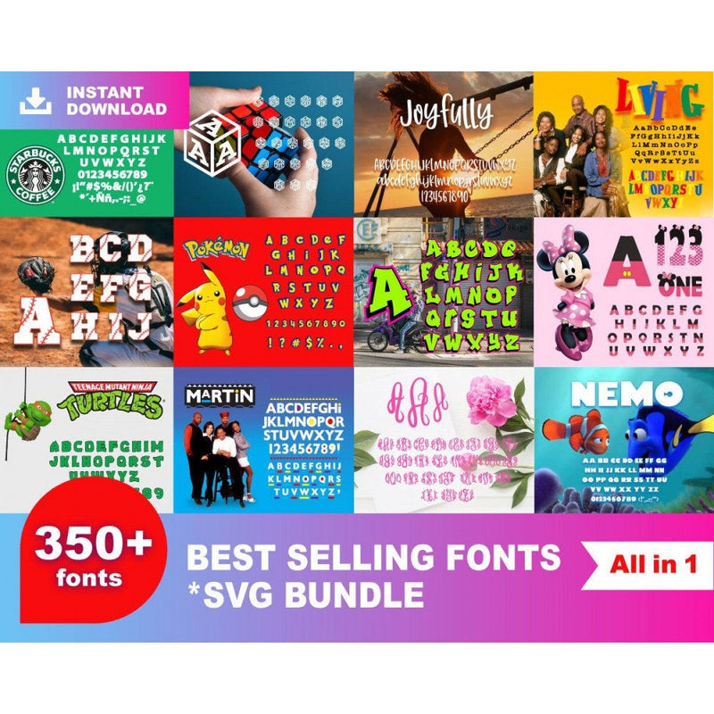 350+ Best selling fonts svg mega bundle