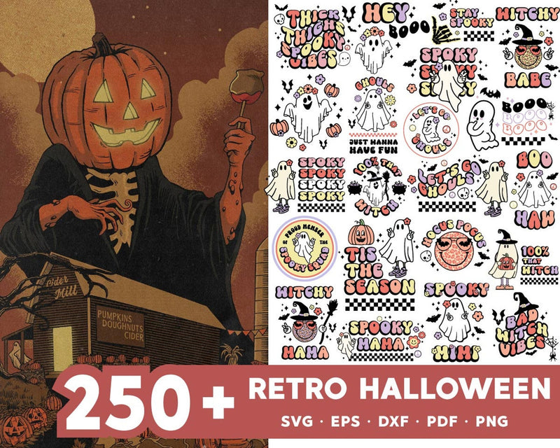 250+ Retro Halloween svg bundle V1