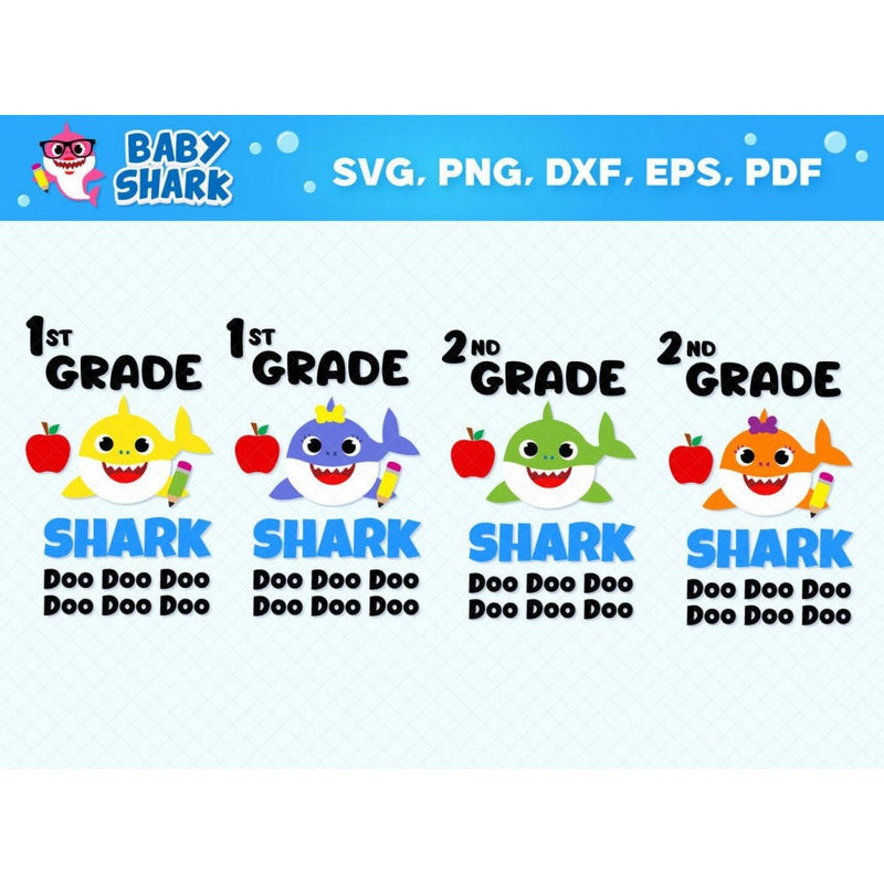 14+ Baby shark school svg bundle