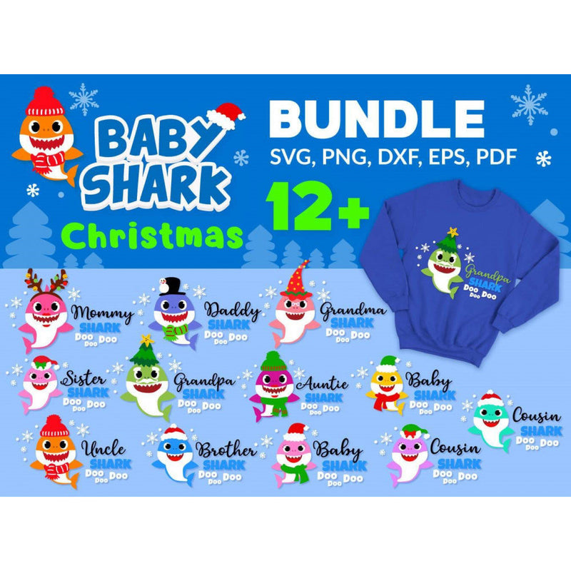 12+ Christmas shark bundle svg t-shirt design