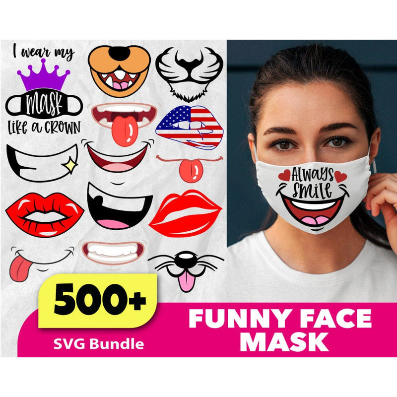 500+ Funny face mask svg bundle