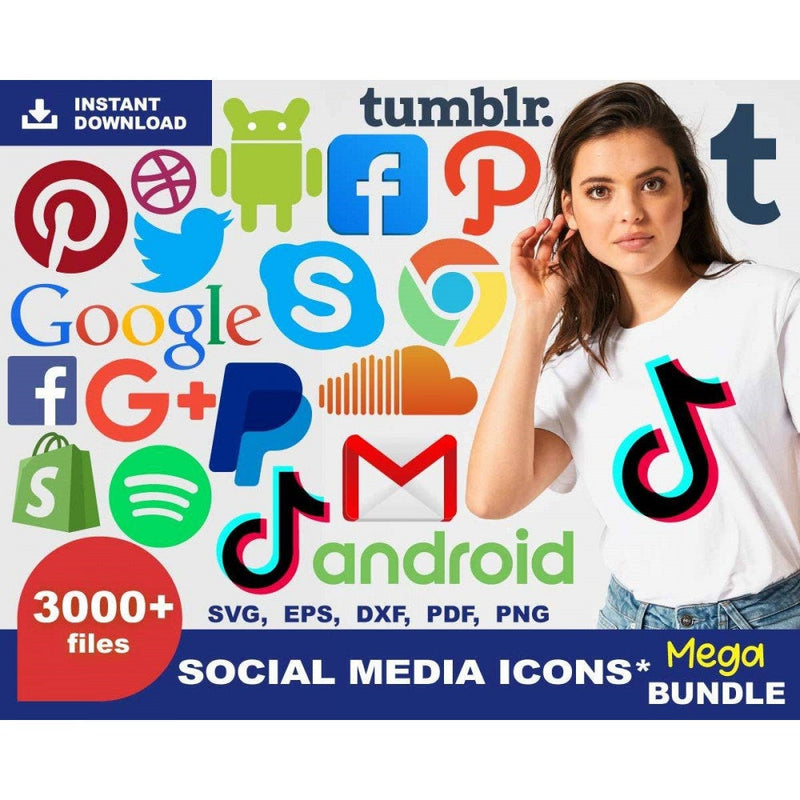 3000+ Social media svg bundle