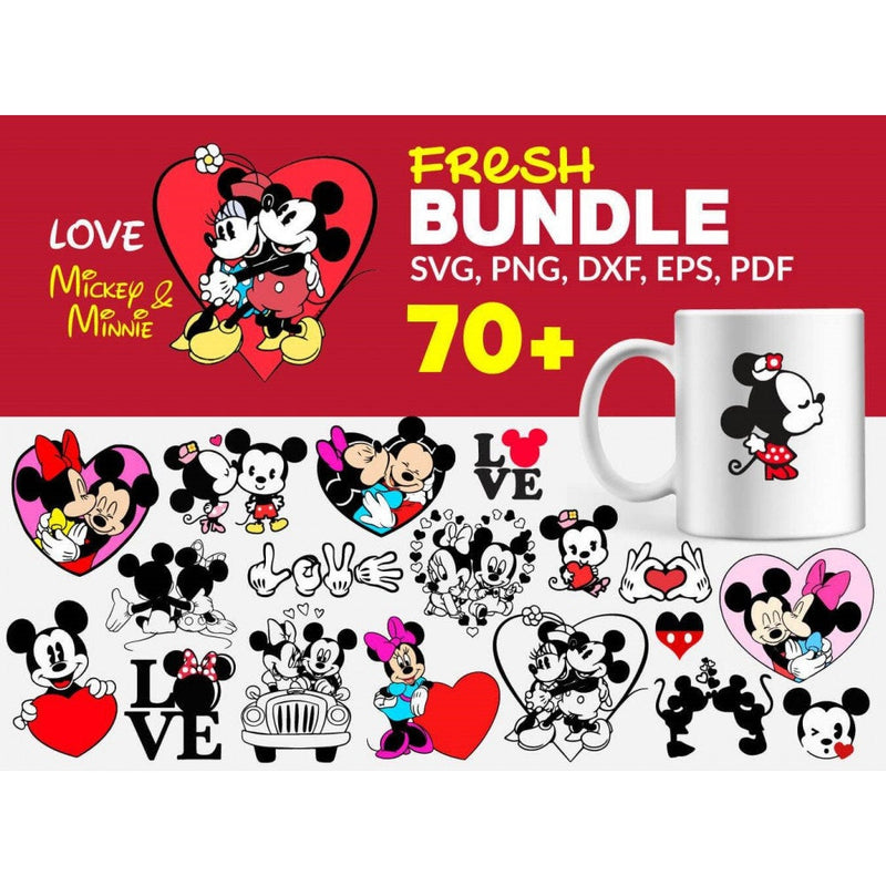 70+ Mickey and minnie love svg bundle