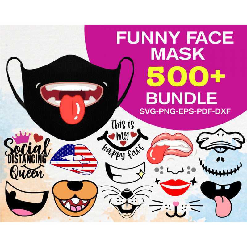 500+ Funny face mask svg bundle